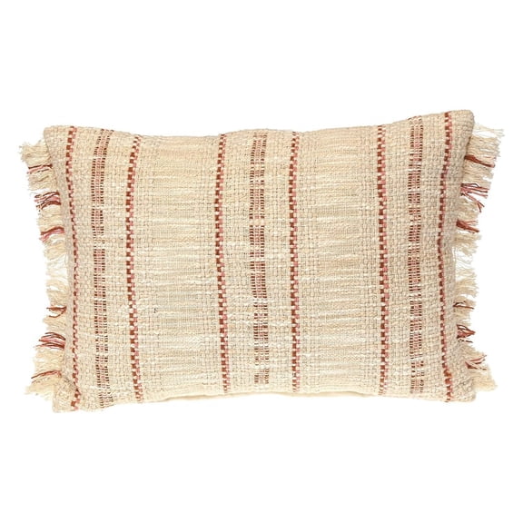 Beige Striped Throw Pillow - 14x20 Transitional Accent Cushion for Sofa, Couch, Bed