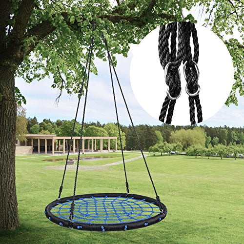 HYCLAT Saucer Tree Swing - 40”Spider Web Tree Swing Net Swing Platform Rope Round Swing 70 Detachable Nylon Rope Swivel, Max 600 Lbs Capacity, Extra