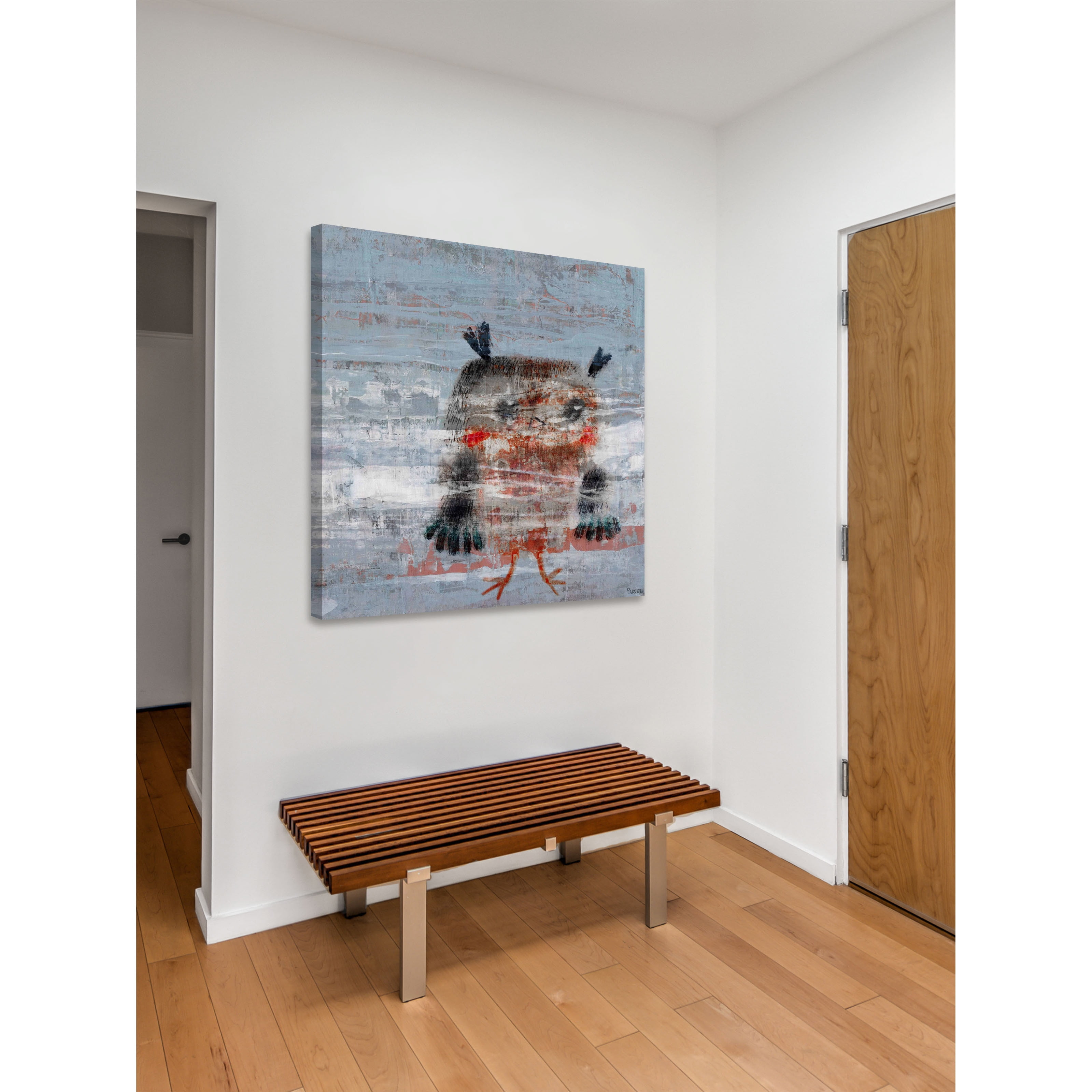 Owl Storm Painting Print on Wrapped Canvas