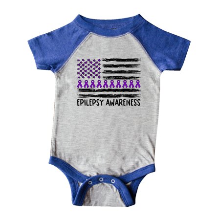 

Inktastic Epilepsy Awareness Purple Ribbons and Flag Gift Baby Boy or Baby Girl Bodysuit