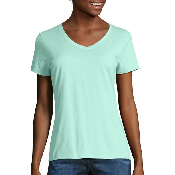 Hanes - Hanes Women's X-temp Short Sleeve V-neck T-Shirt - Walmart.com ...