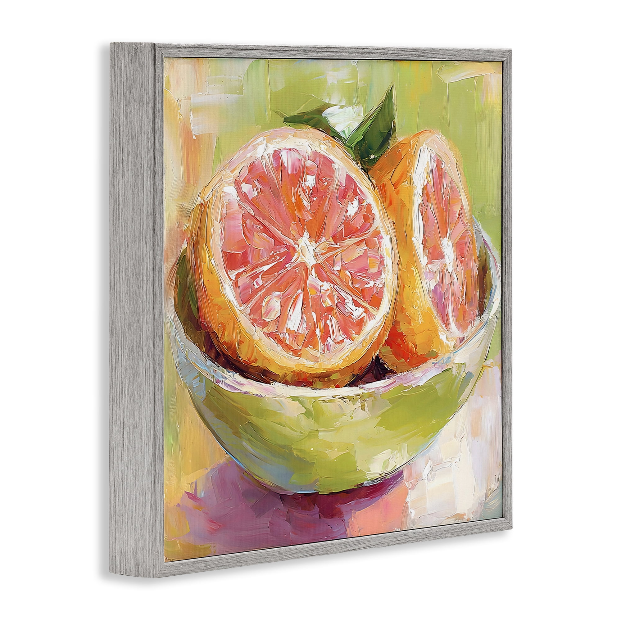 Stupell Industries Sliced Grapefruit in Bowl Gray Framed Giclee Art, design by Riley B