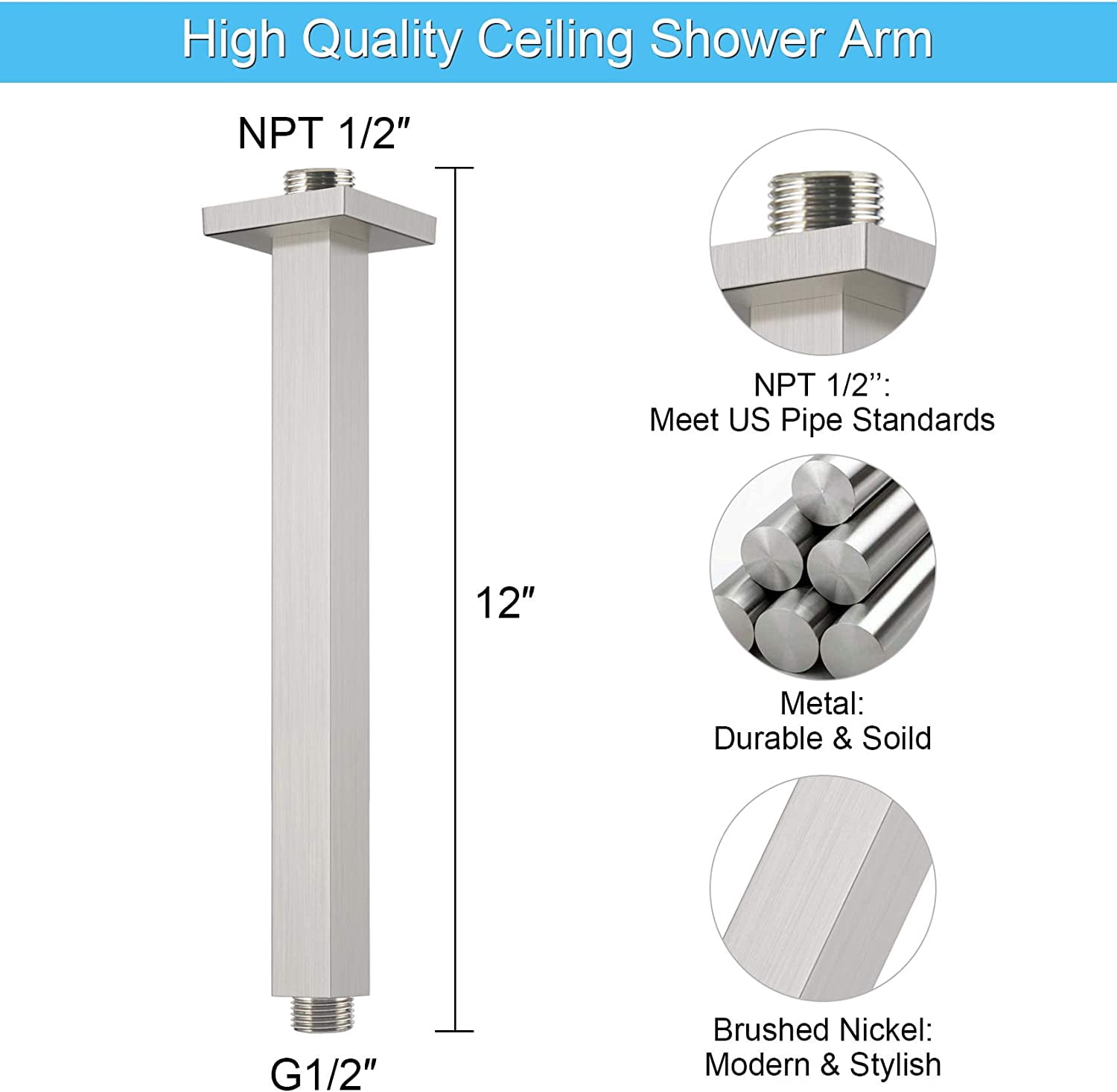Zovajonia Shower System 16 Inches Shower Faucet Set, Rain Shower Head with Handheld Spray Bathroom Ceiling Mount Shower Fixtures Brushed Nickel
