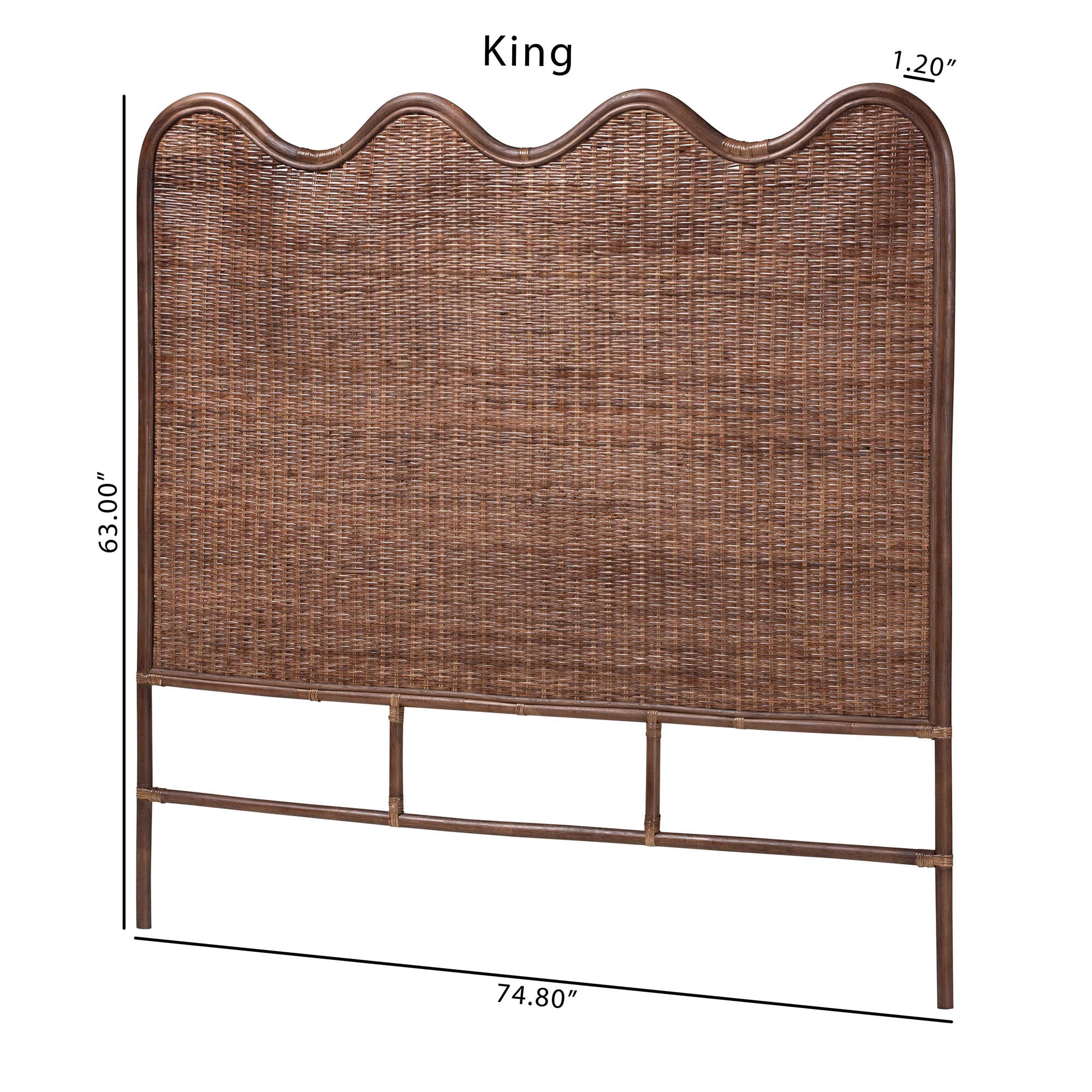 bali & pari Einya Boho Standalone Headboard, King, Coffee Bean