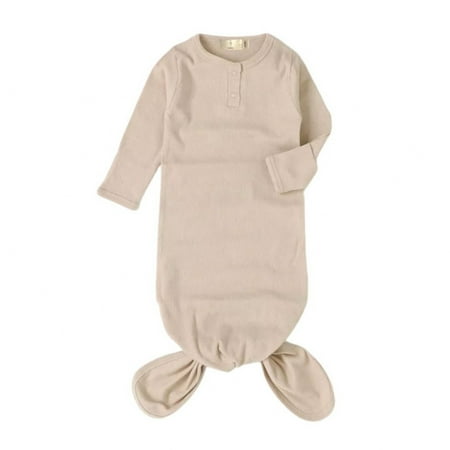 

Beba Canada Organic Baby Newborn Knotted Gown Ultra Soft Baby Knotted Sleeper Gown Baby Coming Home Outfit 0-3 Months - Infant Long Sleeve Sleeper for Baby Girl and Boy Sleepwear