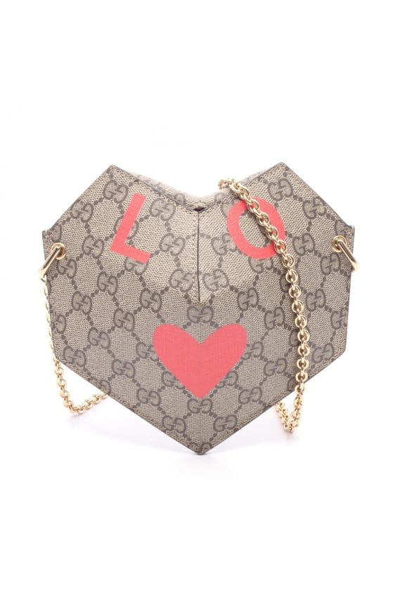 Pre-Owned Gucci Ophidia Small Heart GG Supreme Shoulder Bag/Handbag, Coated Canvas, Women's,...