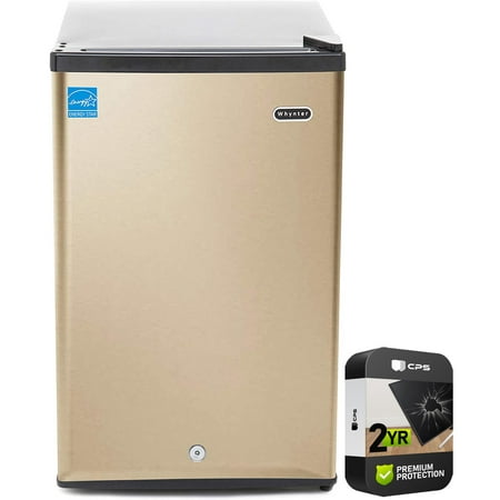 Whynter CUF-210SSG 2.1 cu. ft. Energy Star Upright Freezer with Lock Rose Gold Bundle with 2 YR CPS Enhanced Protection Pack