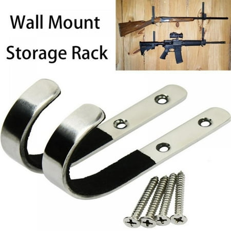 1 Pair Of Gun Wall Mount Storage Rack J Type Hook Rifle Stainless Steel Gun Rack Tool