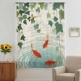 thumbnail image 3 of Japanese Carp Fish Sheer Curtains 54 Inches Long, Oriental Art Vintage Leaves Vines Koi Fish Light Filering Curtains, Breathable Simi Curtain Privacy Drapes for Kitchen Bathroom Window Treatment, 3 of 9