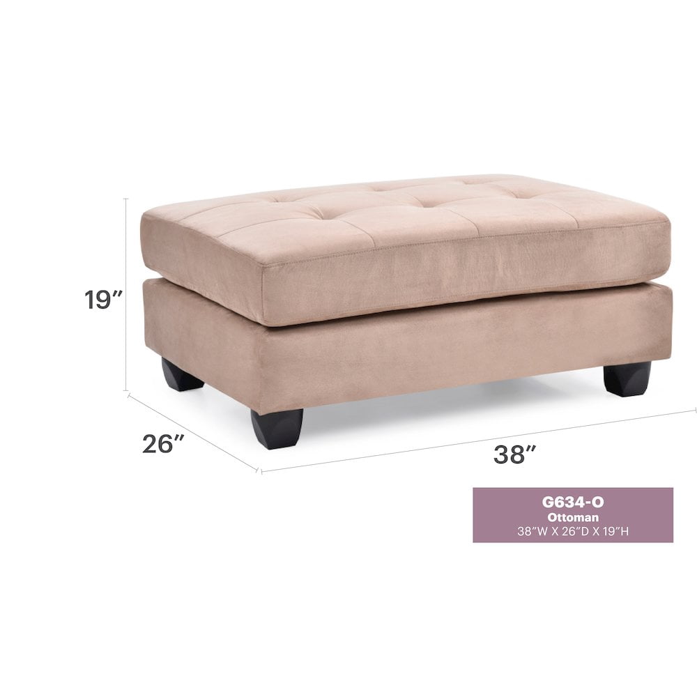 Glory Furniture Malone Ottoman in Mocha Color