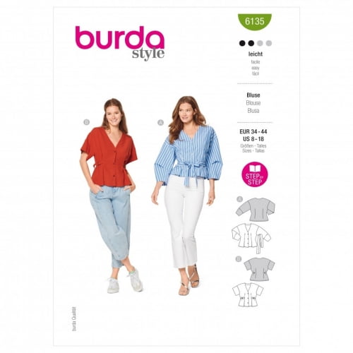 Burda Sewing Pattern 6135 Tops 34-44