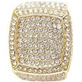 thumbnail image 3 of Charles Raymond Broken Heart Hip Hop Pendant - Luxury Wristwatch Covered with Crystal Clear Rhinestones - Iced Out Cuban Bracelet & Blinged Out Ring Gift Set - (8, Gld L0504 Broken Heart 4pc Set), 3 of 7