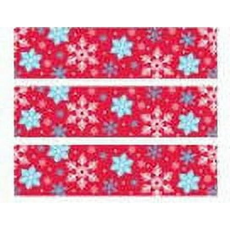 Red and Blue Snowflakes Edible Photo Image Cake Border Decoration