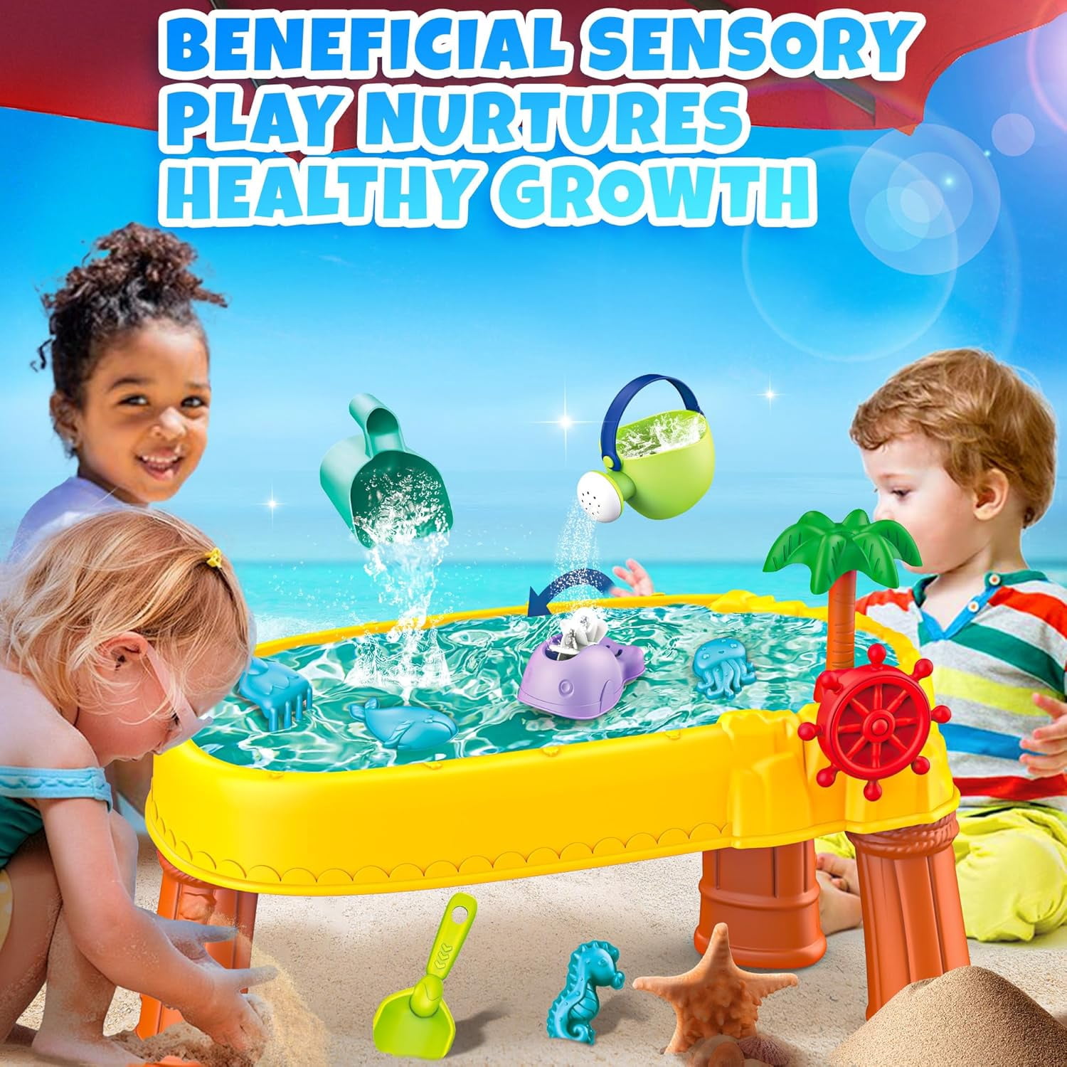 Water Table for Toddlers 1-8 with 15 Accessories - Outdoor Sensory  for Kids Ages 1-8