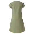 thumbnail image 5 of JUNWELL Chemises en Coton et Lin pour Femmes en Liquidation Robes d'Été Amples Col en V Manches Courtes Habillées, 5 of 5
