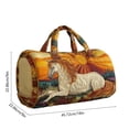 thumbnail image 3 of DAMAI White Horse Quilted Duffle Bag, Retro Bohemian Style Large Capacity Quilted Duffle Bag, Premium Cotton-Poly Blend Tote for Travel, Gym, Beach & Weekend Getaway, 2 Sizes (Medium & Large), 3 of 6