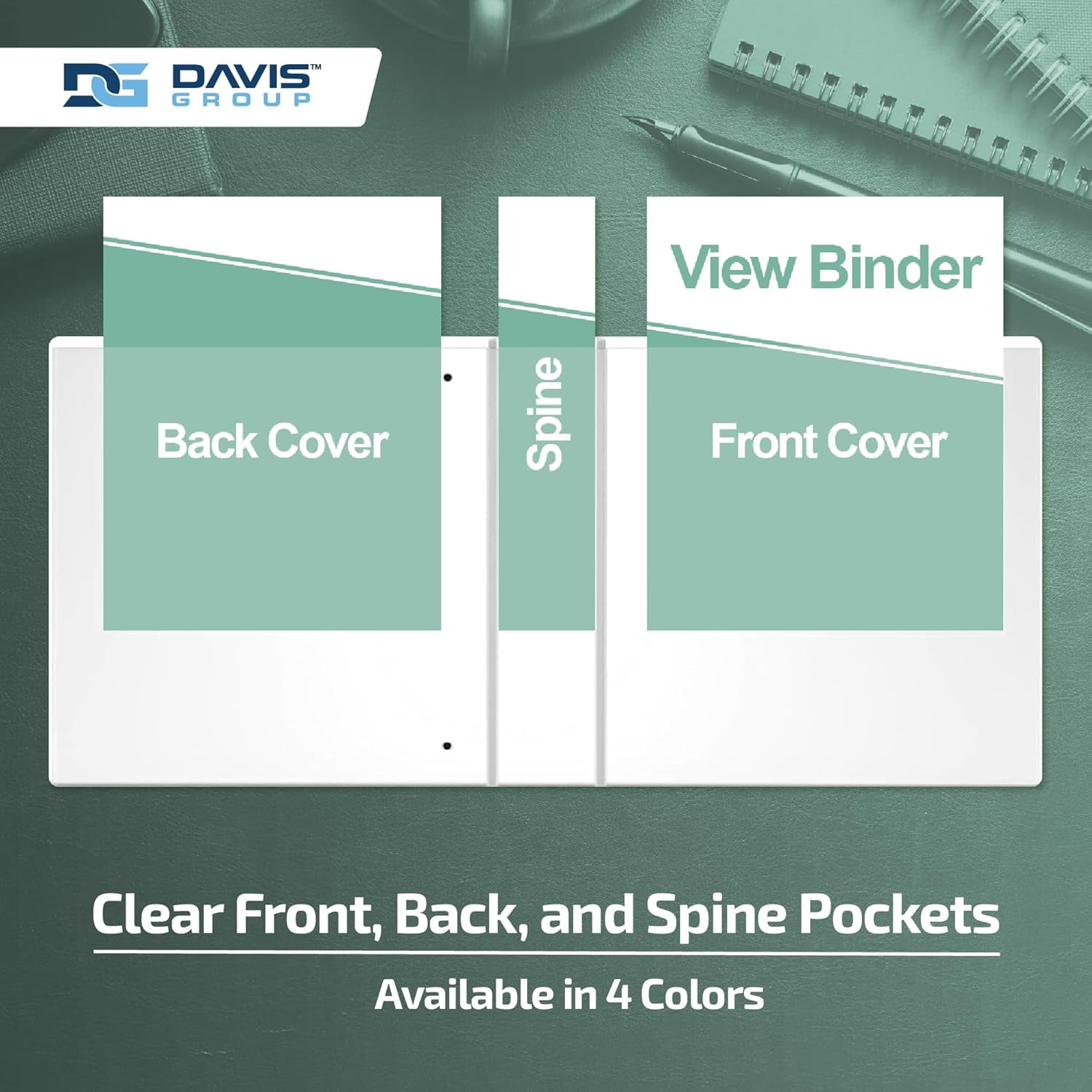 Davis Group Economy 3-Ring View Binders, 1" Round Rings, 225 Capacity, Mint, Pack of 6