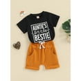 thumbnail image 2 of Bagilaanoe 2pcs Toddler Baby Boy Girl Shorts Set Short Sleeve Letter Print T Shirt Tops + Shorts 6M 12M 18M 24M 3T Kids Casual Summer Clothes, 2 of 7
