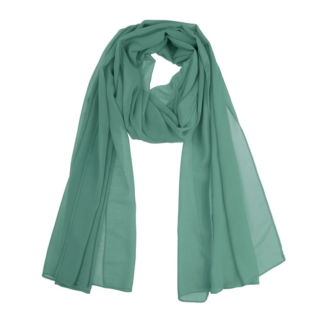 INSPIRAR CHIC Bufanda de Chiffon Sólido para Mujeres Ligera Suave Sheer Larga Envoltura para la Cabeza Chal Bufandas Verde Teal 68.9x27.6 pulgadas