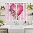 thumbnail image 2 of Valentines Day Kitchen Curtains Window Panels, Pink Love Hearts Roses Floral Romantic Insulated Window Treatment Curtain, Grommet Curtains for Bedroom/Living Room/Bathroom, 2 Piece 52"Wx72"L, 2 of 8