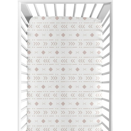 UPC: 0846480090090 | Boho Tribal White and Mauve Fitted Crib Sheet by Sweet Jojo Designs