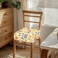 thumbnail image 2 of SEANATIVE Flowers Chair Seat Covers for Dining Room Yellow Chair Covers Set of 2 Kitchen Square Chair Seat Cushion Cover Stretchable Chair Slipcovers for Bar Banquet Chair Seat Protector, 2 of 7