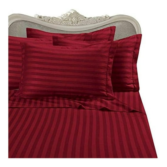 King Pillow Cases 2-Pack - 600TC Egyptian Cotton, Red Stripe - Luxury Hotel Style Bedding