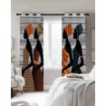 thumbnail image 4 of Black Female Kitchen Curtains African Women Geometric Abstract Art Cafe Short Curtains for Bathroom Blackout Window Curtain Grommet Small Window Treatment Drapes for Bedroom Living Room 42"x45"x2, 4 of 9