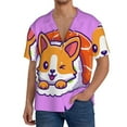 thumbnail image 3 of Sigee Corgi In Sushi Roll Print Men's Shirts Casual Button Down Short Sleeve Summer Beach Shirt Hawaiian Vacation Shirts Tee Shirt-Small, 3 of 7