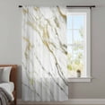 thumbnail image 3 of Golden Marble Semi Sheer Curtains Drapes for Living Room, Bedroom, French Doors Window 96 Inches Long, Vintage Abstract Modern Art Rod Pocket Chiffon Curtain Drapery Voile Draperies Panel, 3 of 8
