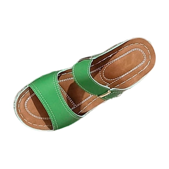 Wensltd Summer Fashion Sandals for Women Wide Width Solid Color Thick Sole Comfortable Stylish Walking Sandals