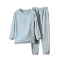 thumbnail image 3 of WAVSUF Girls Outfit Sets 2 Piece Long Sleeve Fleece Top and Pants Winter Warm Home Clothes Blue 8, 3 of 5