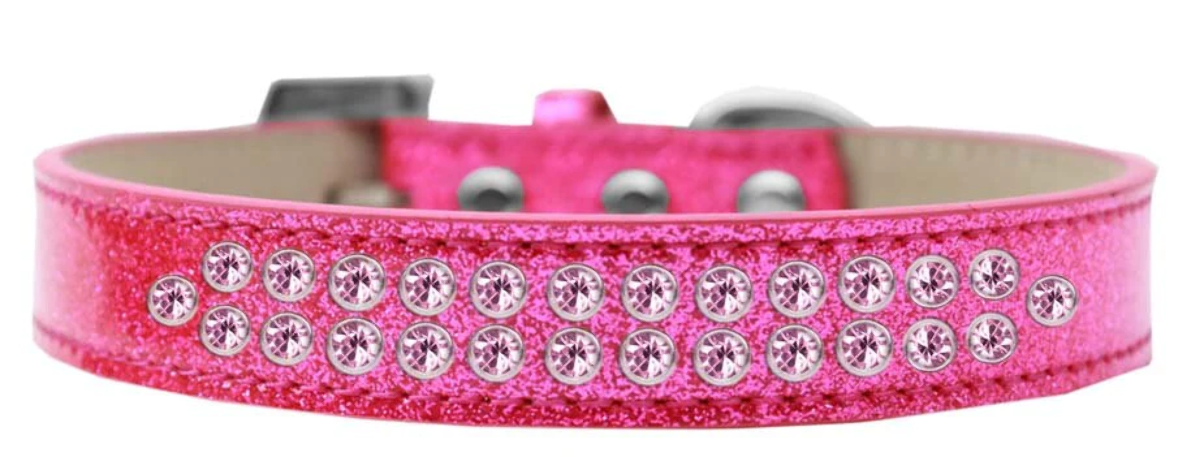 Mirage Pet Products614-06 BK-12 Two Row Light Pink Crystal Dog Collar, Black Ice Cream - Size 12 - image 4 of 5