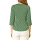 thumbnail image 3 of BLUSA INSPIRADA CHIC para Mujeres, Cuello en V, Mangas 3/4, Estampado de Lunares y Corazones, Top con Botones, Verde Oliva, 3XL, 3 of 6