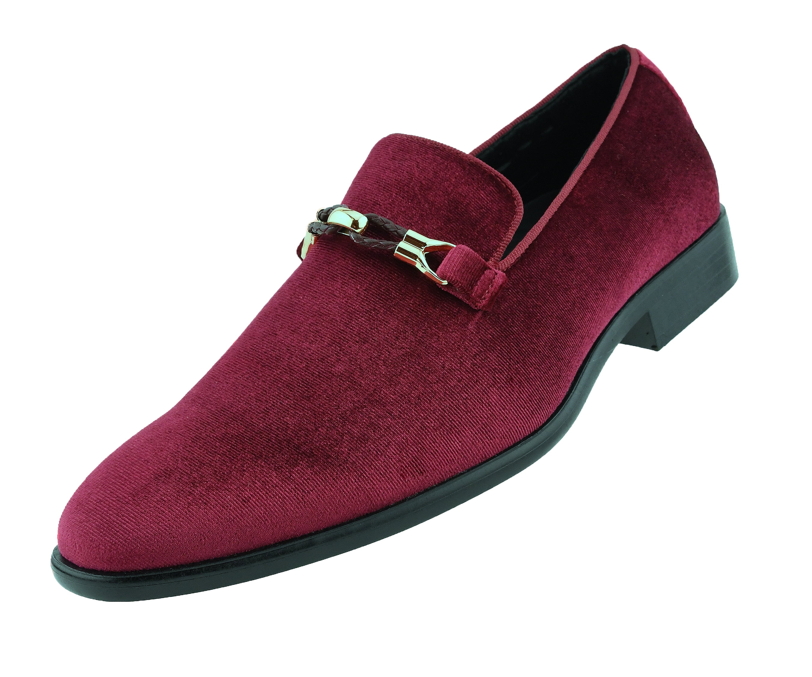 Amali aller Slip on Smoking Slippers Men's Tuxedo Velvet Dress Shoe Loafers, Size: 12, Red