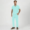 thumbnail image 2 of YOUYEDIAN Mens Scrubs Set Stretch Nursing Uniform Vneck Short Sleeve Scrubs & Yoga Jogger with Pockets Athletic Scrubs Sets Cyan XXL, 2 of 7