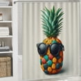 thumbnail image 5 of GOSMITH Pineapple Summer Watercolor Pineapple Wears Glasses Pattern Tropical Fruit Shower Curtain White, 5 of 6