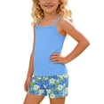 thumbnail image 5 of Amidoa Girls Summer 2 Piece Outfits Floral Cute Tank Top and Casual Shorts Kids Clothing Blue Size 4T, 5 of 7
