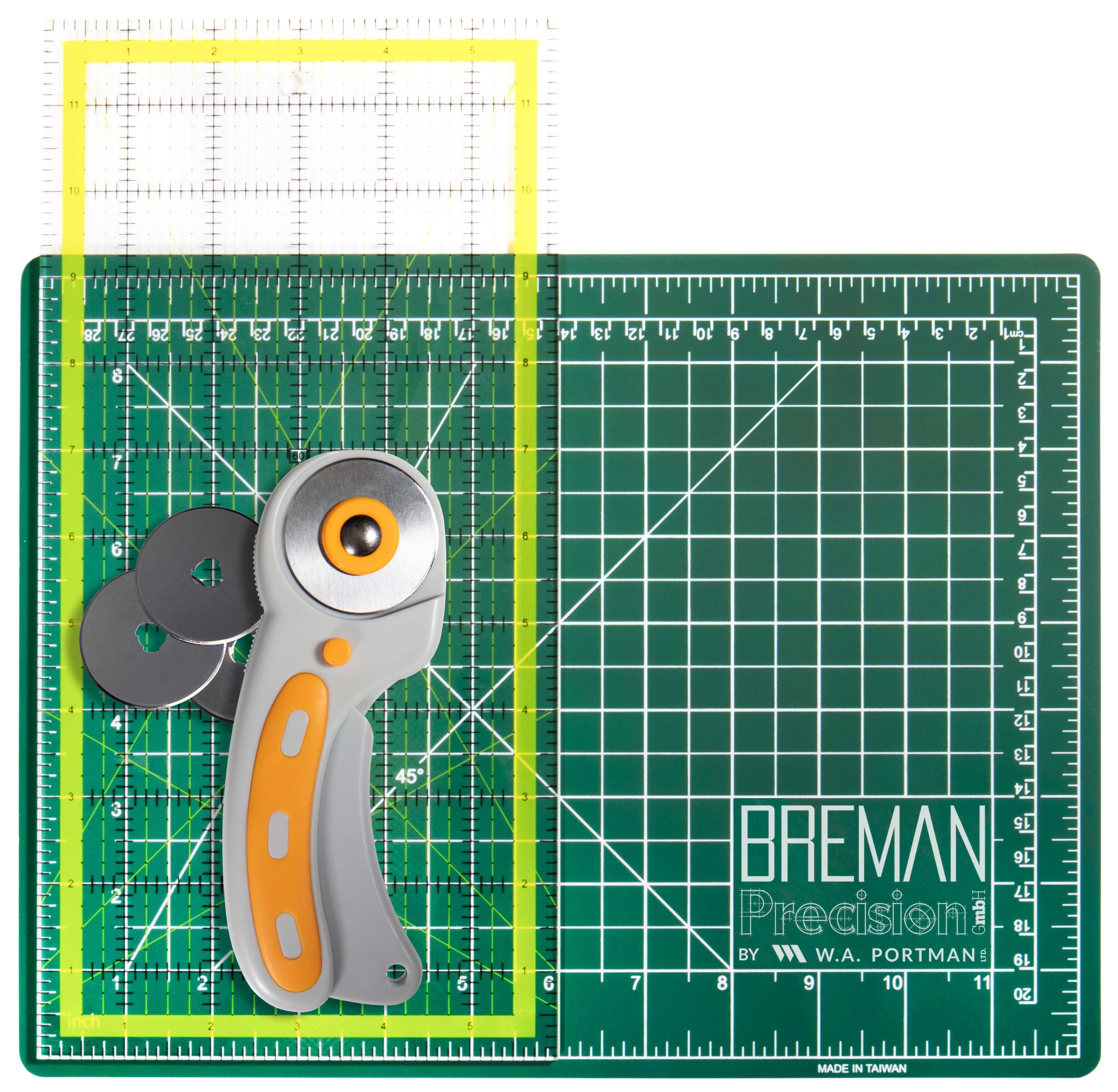 WA Portman 9x12inch Cutting Mat Sewing Ruler and Rotary Cutter Set