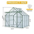 thumbnail image 4 of 8X6FT-Green Double Door Polycarbonate Greenhouse Raised Base and Anchor Aluminum Heavy Duty Walk-in Greenhouses for Outdoor Backyard in All Season, 4 of 18