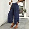 thumbnail image 5 of Cagogo Women's High Waisted Wide Leg Capri Pants Flowy Polka Dot Boho Vacation Loose Trousers Casual Summer Travel Beach Outfits, Dark Blue L, 5 of 6