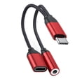thumbnail image 1 of Adaptateur d'Écouteurs Type-C vers Chargeur Audio 3.5mm Câble de Charge Audio 2-en-1, Rouge, 1 of 8