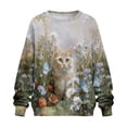 thumbnail image 5 of SCRAWLGOD Cat Floral Butterfly Print Women Sweatshirt Long Sleeve Crew Neck Sweatshirts for Women Stylish Comfy Casual Clothes Oversized Pullover Tops with Pockets, M, 5 of 7