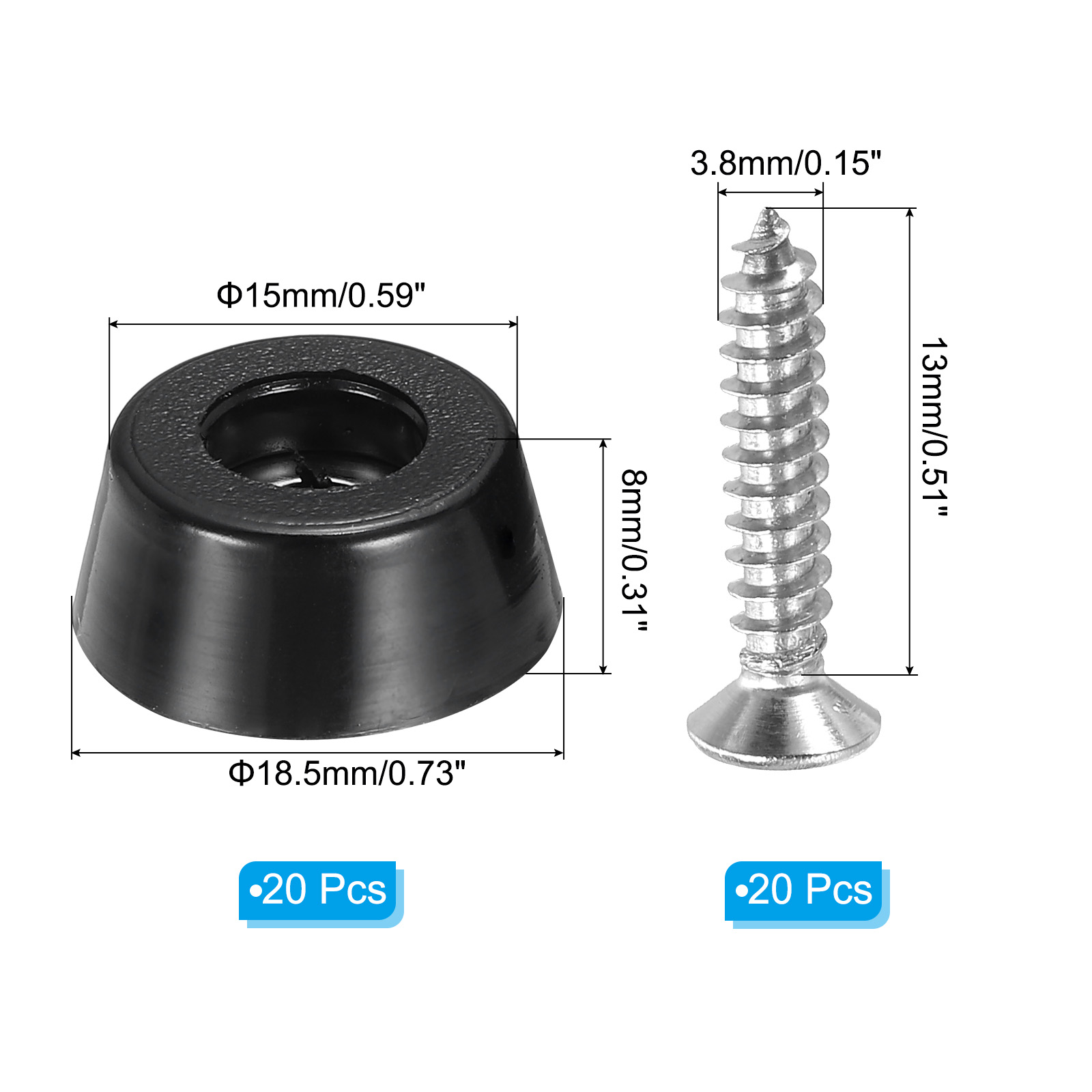 Unique Bargains Rubber Feet Non Slip Pads with Stainless Steel Washer 0.73"x0.31"