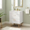 thumbnail image 3 of 2 Drawer Wooden Bathroom Vanity with Ceramic Sink White Saltoro Sherpi, 3 of 9