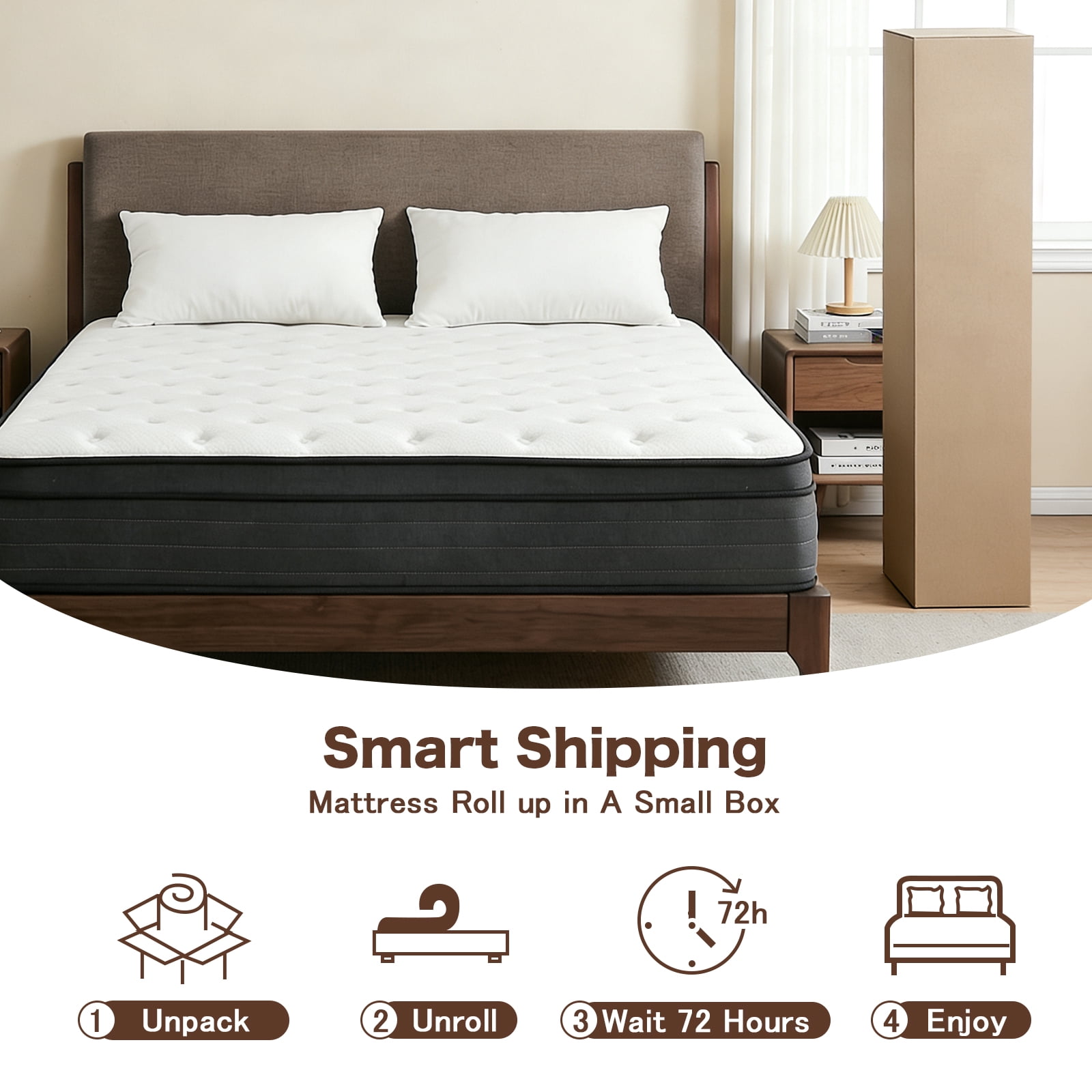 Queen Mattress, 12 Inch Hybrid Memory Foam Mattress in a Box, Pressure Relief, CertiPUR-US