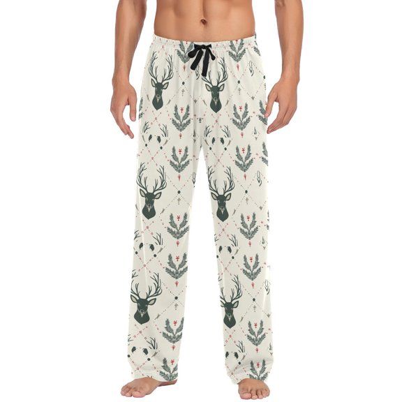 Deer Face Leaves Men's Pajama Pants with Pocket Lounge Pants Pajama Sleep Pant Pj Comfortable