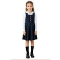 thumbnail image 3 of SGFCWSX Girls School Uniform Dress, Sleeveless Pleated Button Casual Jumper Dress Navy Size 11-12 Years, 3 of 6