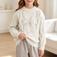 thumbnail image 5 of Afuyipoi Girls Cable Knit Turtleneck Sweater with Pearl Trim Bow Top for Kids Size 4-12Y Spring Fall Sweet Style White Size 11, 5 of 9