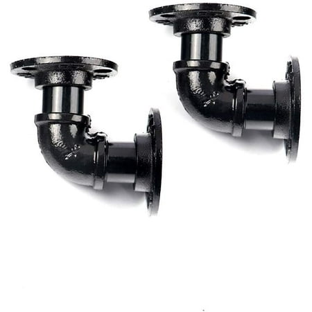 

ATT Rustic Floating Shelf Brackets Industrial Iron Pipe Shelf Brackets 2 Pack